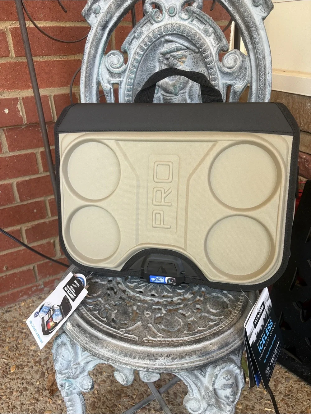 Titan Pro Cooler 40 Can Iceless Zipperless in Taupe Gray and Black
